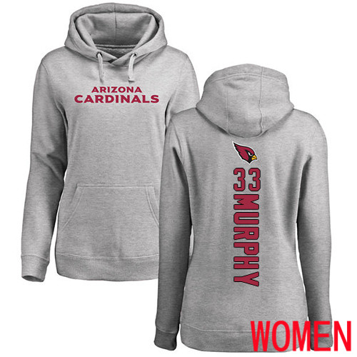 Arizona Cardinals Ash Women Byron Murphy Backer NFL Football #33 Pullover Hoodie Sweatshirts